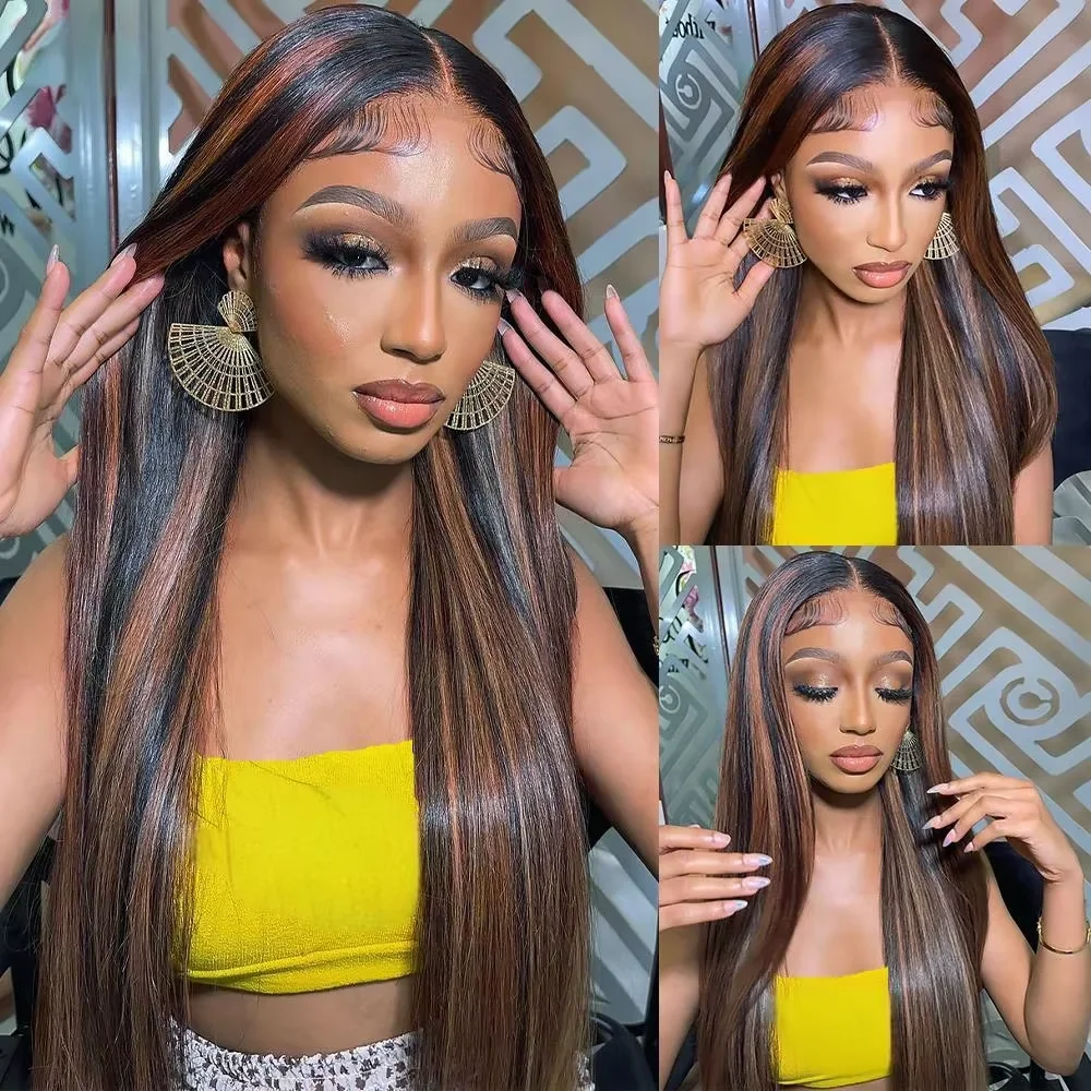 Lace Front Wigs - 200 Density FB/30 Highlight Gekleurde Transparante