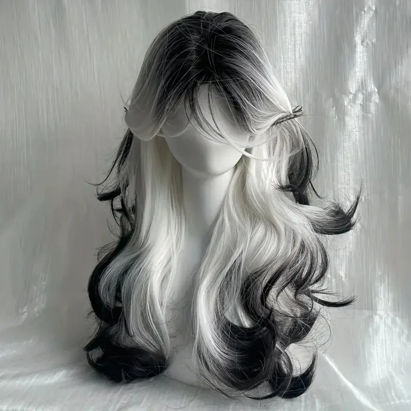 26 inch lange, zwart-witte, kr - Synthetic Wigs recensie en prijs
