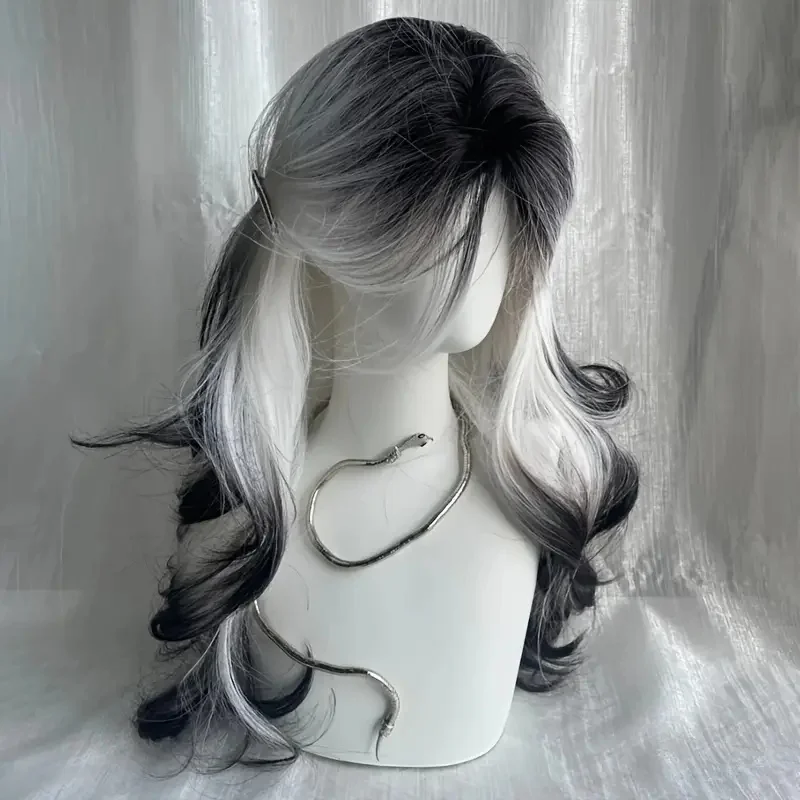 26 inch lange, zwart-witte, kr - Synthetic Wigs recensie en prijs