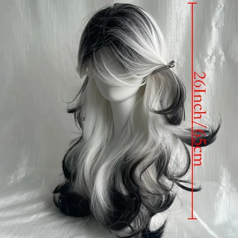 26 inch lange, zwart-witte, kr - Synthetic Wigs recensie en prijs