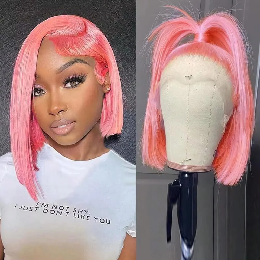 10 inch roze bobpruik van echt - Glueless Wear And Go Human Hair Wig recensie en prijs