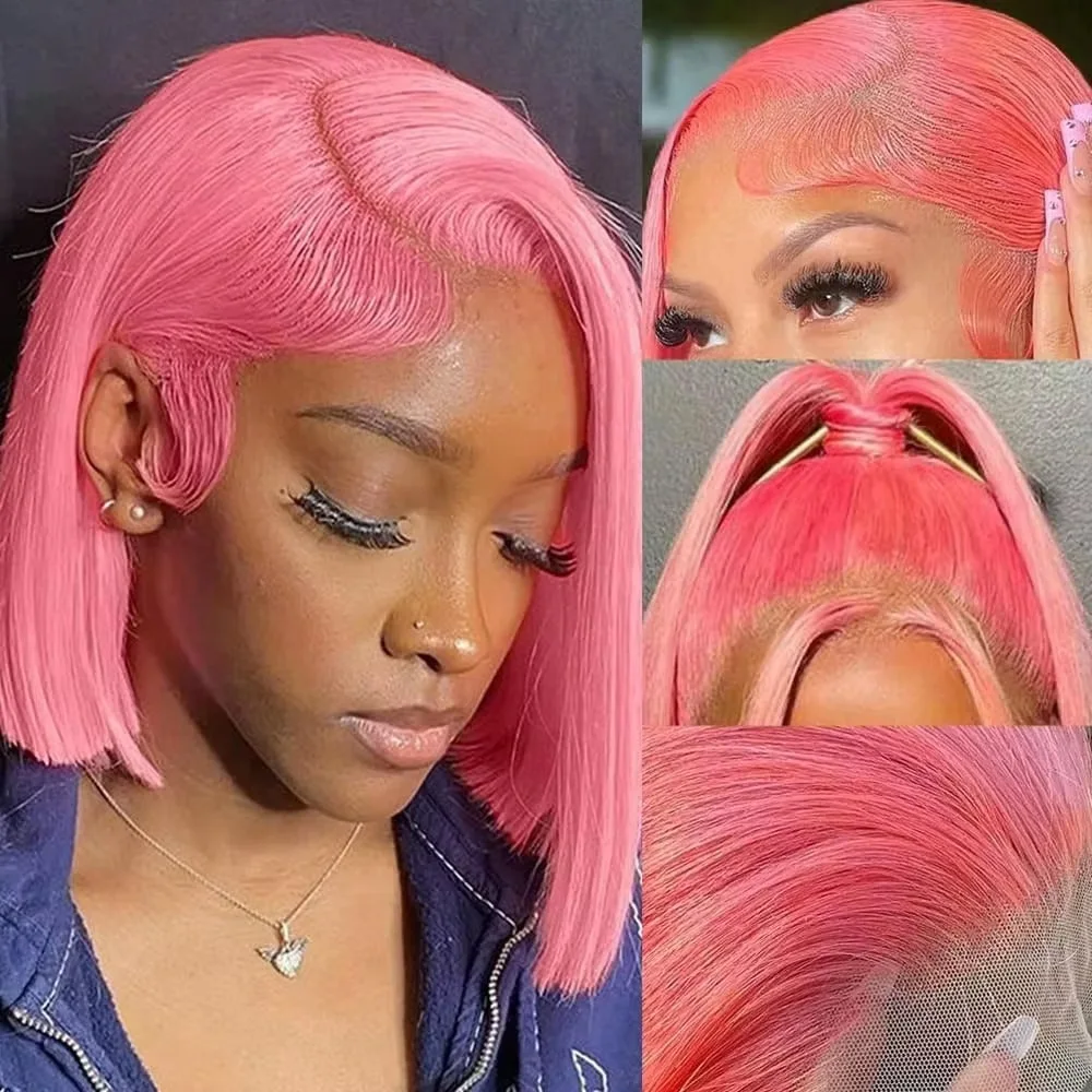10 inch roze bobpruik van echt - Glueless Wear And Go Human Hair Wig recensie en prijs